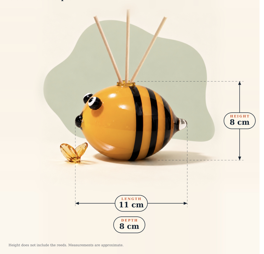Dimensions and details for Bee Diffuser Vessel