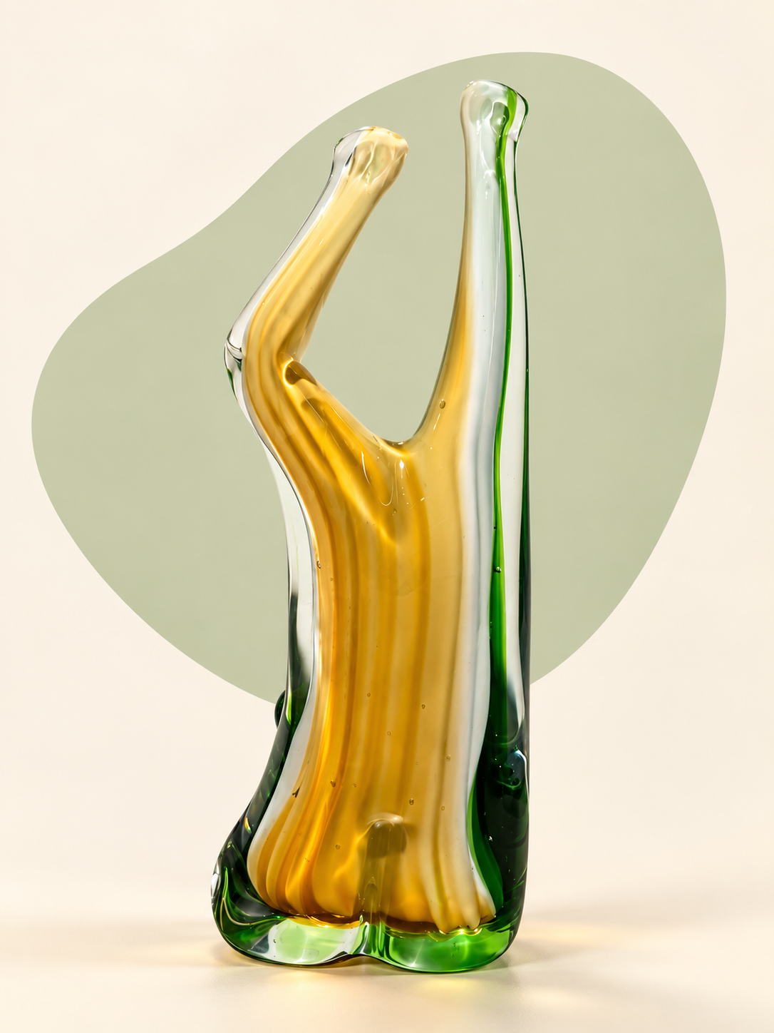 Dimensions and details for Green and Amber Glass Frog Sculpture