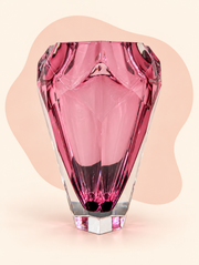 Rose Pink Faceted Crystal Vase
