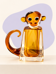 Amber Glass Monkey Sculpture