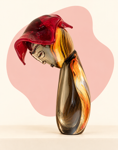 Abstract colourful glass sculpture — angle view