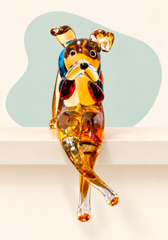 Multicolored glass rabbit sculpture front view