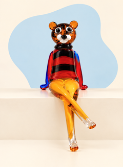 Spotted glass bear sculpture front view