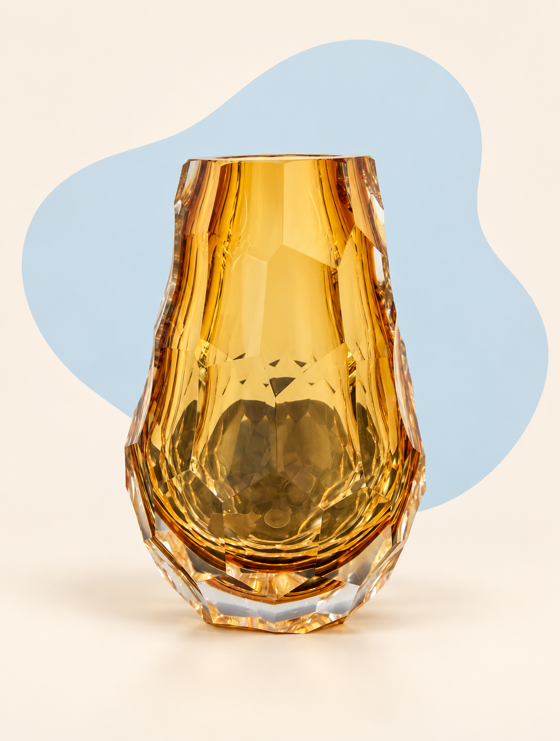 Amber faceted crystal vessel — alternate view