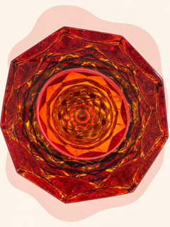 Ruby and amber crystal vase — rear view